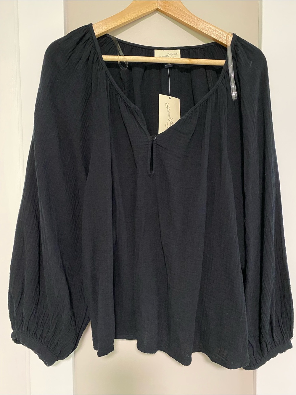 Universal Thread Black Gauze Peasant Blouse